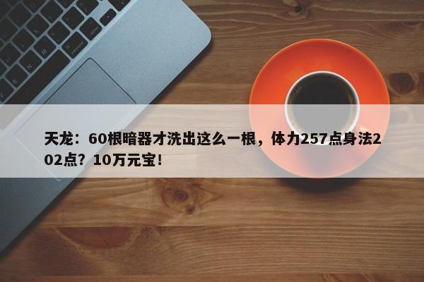 天龙：60根暗器才洗出这么一根，体力257点身法202点？10万元宝！